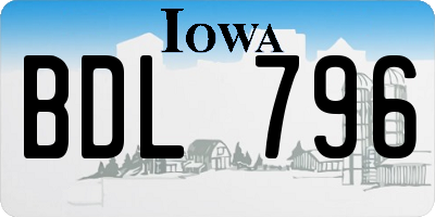 IA license plate BDL796
