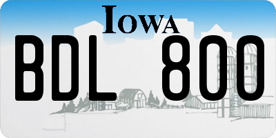 IA license plate BDL800