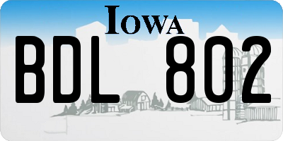IA license plate BDL802