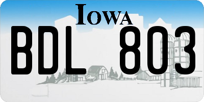 IA license plate BDL803