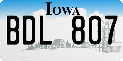 IA license plate BDL807