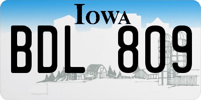 IA license plate BDL809