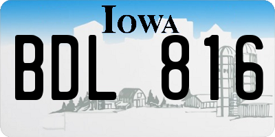 IA license plate BDL816