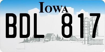 IA license plate BDL817