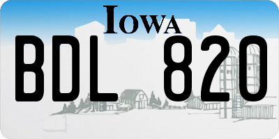 IA license plate BDL820