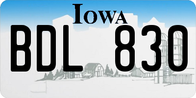 IA license plate BDL830