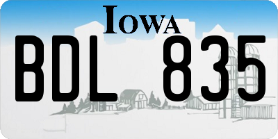 IA license plate BDL835
