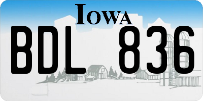 IA license plate BDL836