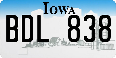 IA license plate BDL838