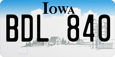 IA license plate BDL840