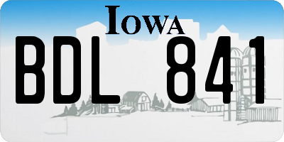 IA license plate BDL841