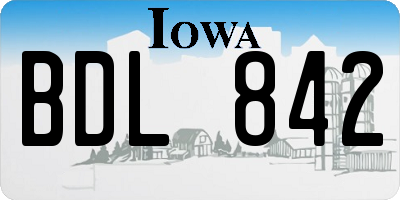 IA license plate BDL842