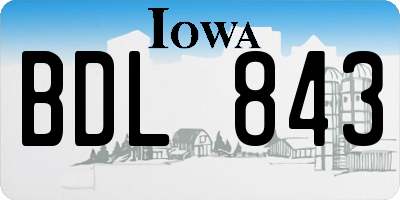 IA license plate BDL843