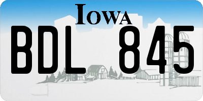IA license plate BDL845
