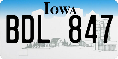 IA license plate BDL847