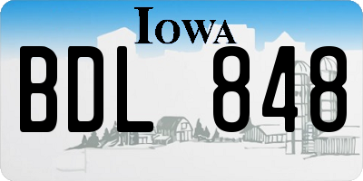 IA license plate BDL848