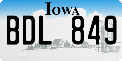 IA license plate BDL849