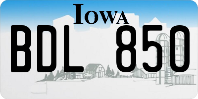 IA license plate BDL850