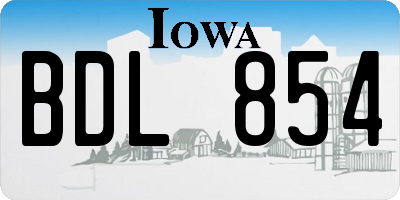 IA license plate BDL854