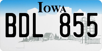 IA license plate BDL855