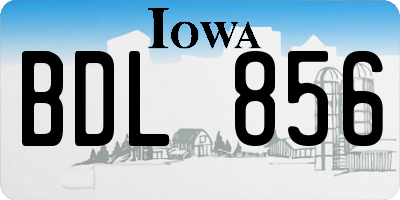 IA license plate BDL856