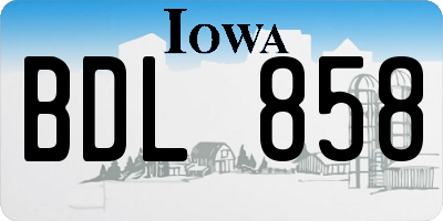 IA license plate BDL858