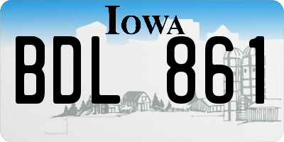 IA license plate BDL861