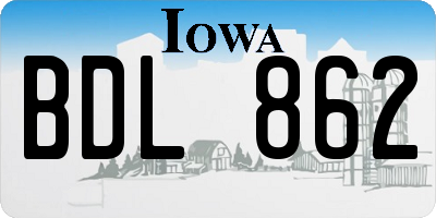 IA license plate BDL862
