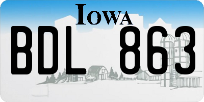 IA license plate BDL863