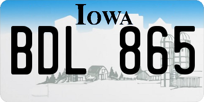 IA license plate BDL865