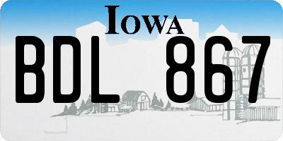 IA license plate BDL867