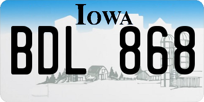 IA license plate BDL868