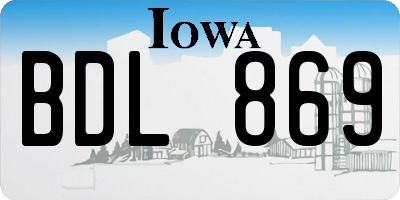 IA license plate BDL869