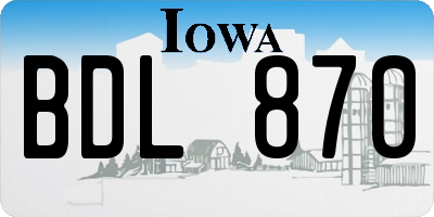 IA license plate BDL870