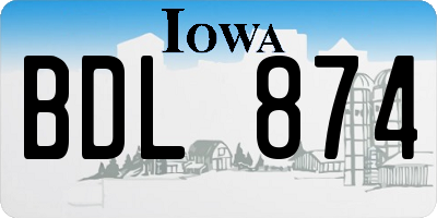 IA license plate BDL874