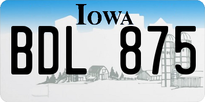 IA license plate BDL875