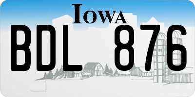 IA license plate BDL876