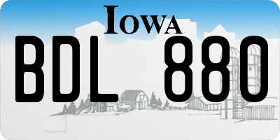 IA license plate BDL880