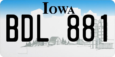IA license plate BDL881