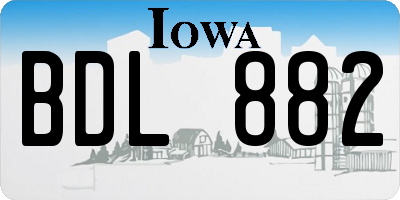 IA license plate BDL882