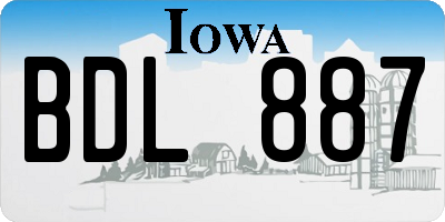 IA license plate BDL887