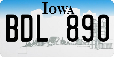 IA license plate BDL890