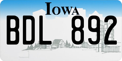 IA license plate BDL892