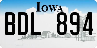 IA license plate BDL894