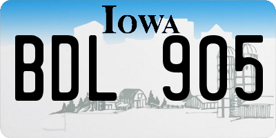 IA license plate BDL905
