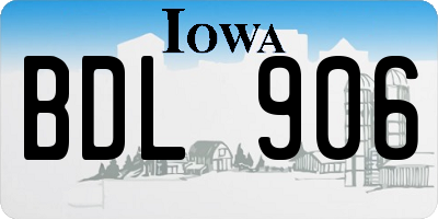IA license plate BDL906