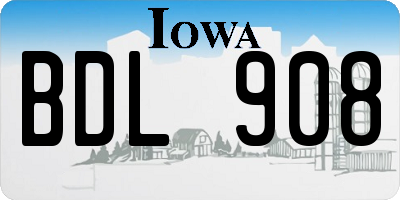 IA license plate BDL908