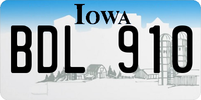 IA license plate BDL910