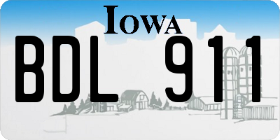 IA license plate BDL911