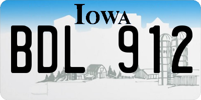 IA license plate BDL912